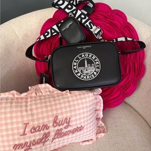 Karl Lagerfeld Black Crossbody Bag with Logo